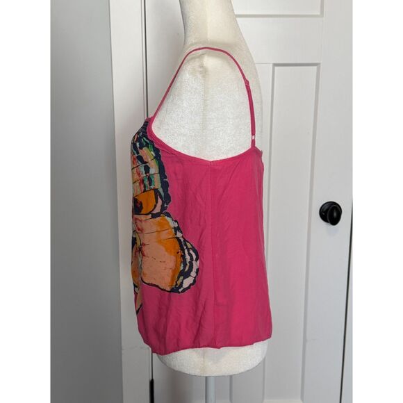 Vintage Old Navy Rayon Blend Butterfly Print Hot Pink Drape Tank Size XS - Picture 4 of 7